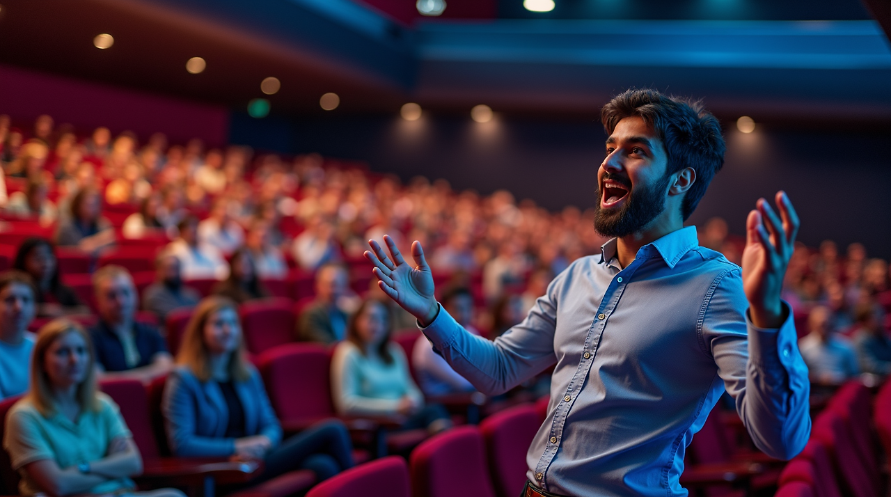 a_vibrant_scene_showing_a_young_male_speaker_passionately_delivering_a_lecture_in_front_of_an_engag_78e1tmz66p0cdc5rxo32_0.png