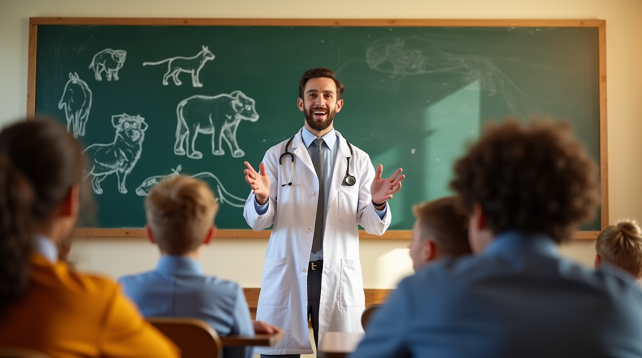 a_young_male_veterinarian_giving_a_lecture_in_a_school_classroom_engaging_with_students_the_setting_r3s7d0psc9iifovq4523_0.png