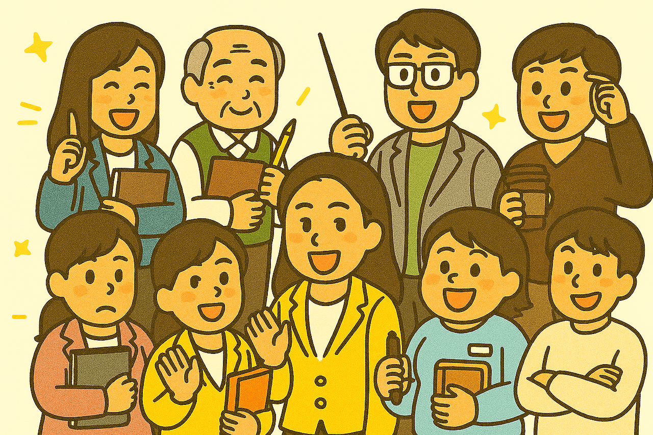 한국어 강사 여러 명을 만화풍으로 그.png