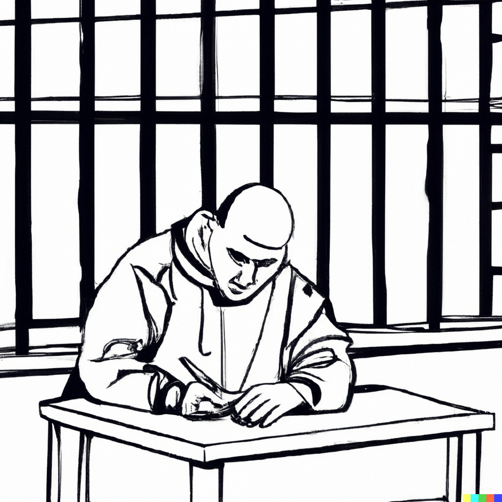 DALL·E 2023-09-19 13.58.34 - prisoner who writes a statement of reasons for appeal, painting.png