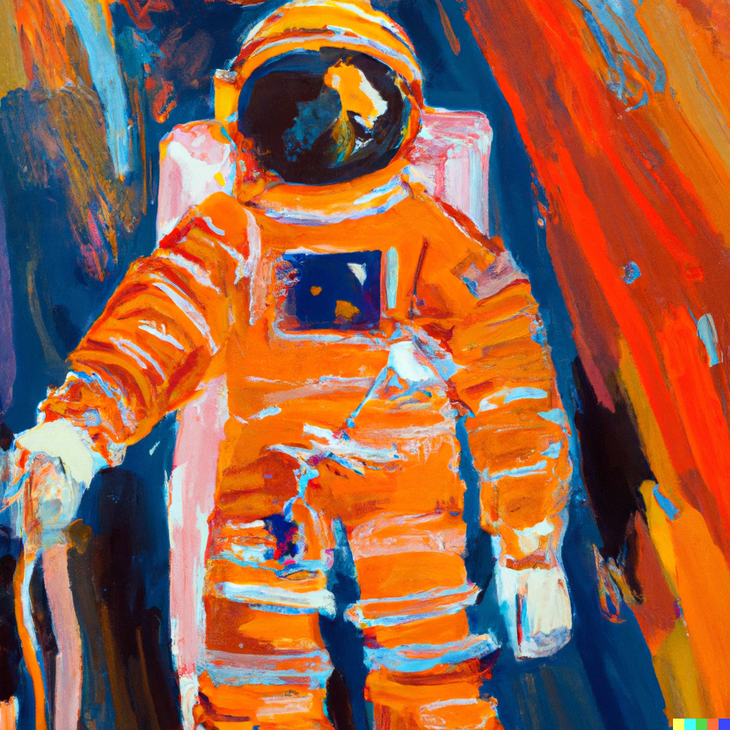 DALL·E 2023-09-19 13.52.26 - A NASA astronaut in orange spacesuits, painting.png