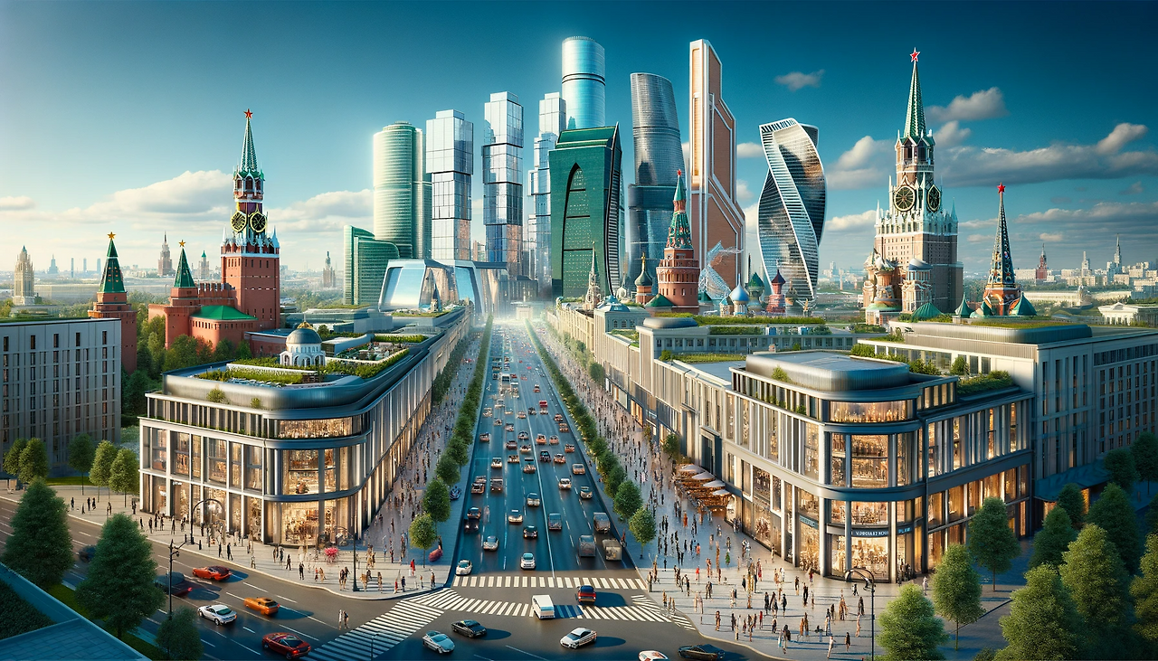 DALL·E 2024-01-08 22.12.10 - A modern-day depiction of Moscow, Russia, showcasing its elegance and sophistication. The image captures the contemporary grandeur and cultural richne.png