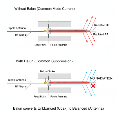 (그림 4) 밸런(Balun)의 역할 (Common Mode Current 억제).png