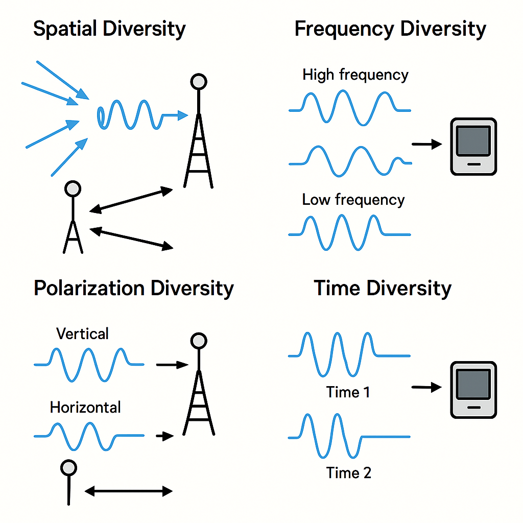 (그림 2) 네 가지 다이버시티를 주파수 영역으로 그린 그림.png