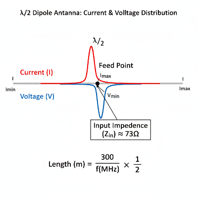 (그림 3) λ2 다이폴의 전류 및 전압 분포.png