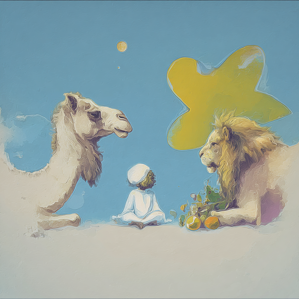 Leo_Park_httpss.mj.runpmQld6NOLHY_camel_lion_and_child_talkin_24a2608e-64c4-4fed-b01a-e886a5e4dcf7_3.png
