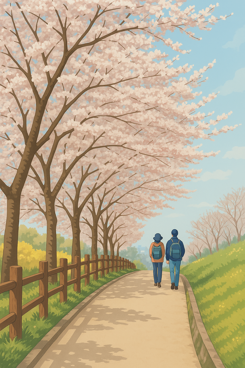 벚꽃아래 산책 일러스트.png