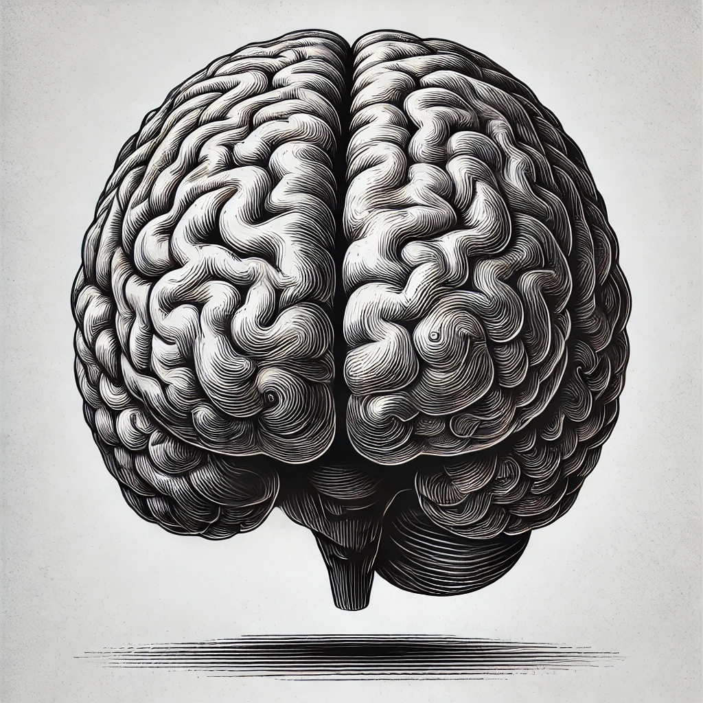 DALL·E 2025-02-15 22.21.21 - A detailed black and white illustration of a human brain. The image is artistic and highly detailed, showing the intricate folds and structure of the .png