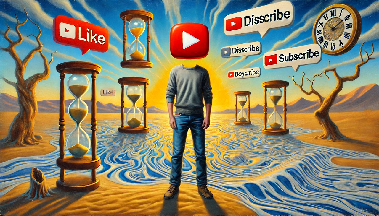 DALL·E-2025-03-23-20.52.13---A-surrealist-painting-in-the-style-of-Salvador-Dali.-A-lone-human-figure-stands-in-the-center-of-the-composition,-wearing-modern-casual-clothes.png