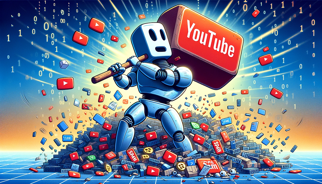 DALL·E-2024-05-03-14.01.08---A-wide,-humorous-illustration-depicting-'YouTube'-as-a-character,-personified-as-a-humanoid-robot-with-features-resembling-the-YouTube-logo.png