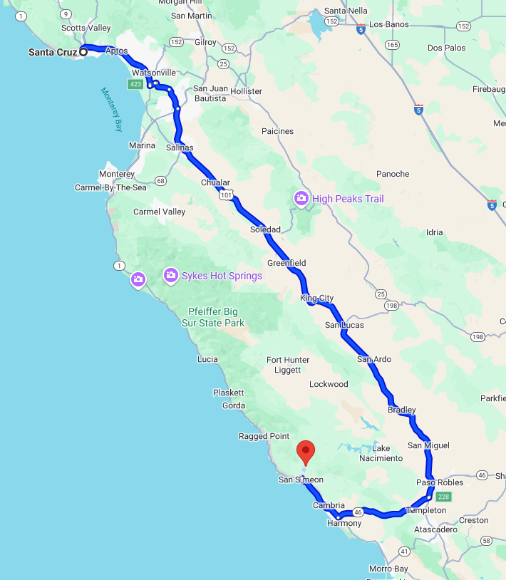 Santa Cruz to Hearst Castle.png