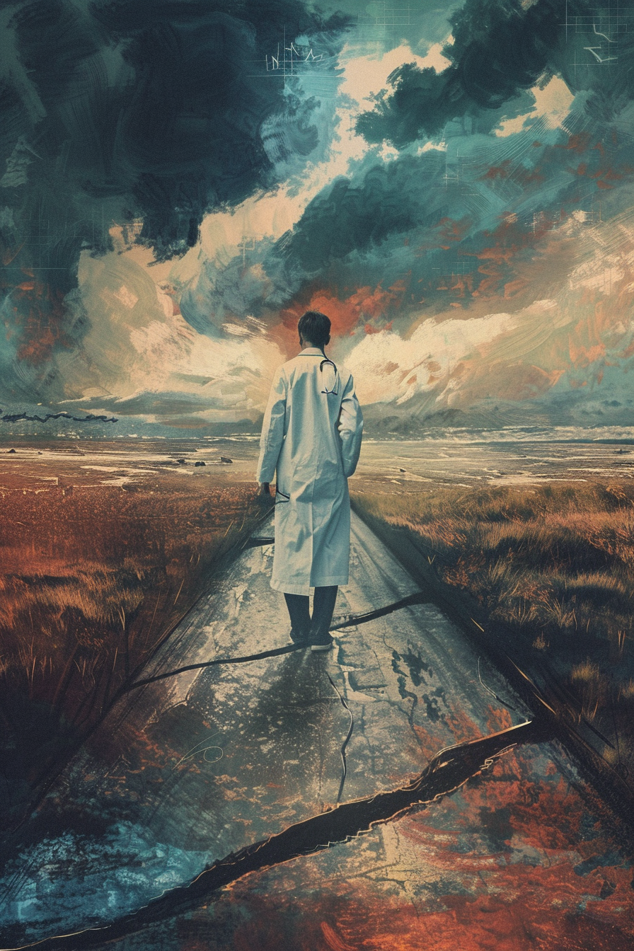 doublezeta_A_surreal_illustration_of_a_doctor_torn_between_two__0ab7edd7-54d2-4868-8021-ca365e572592.png