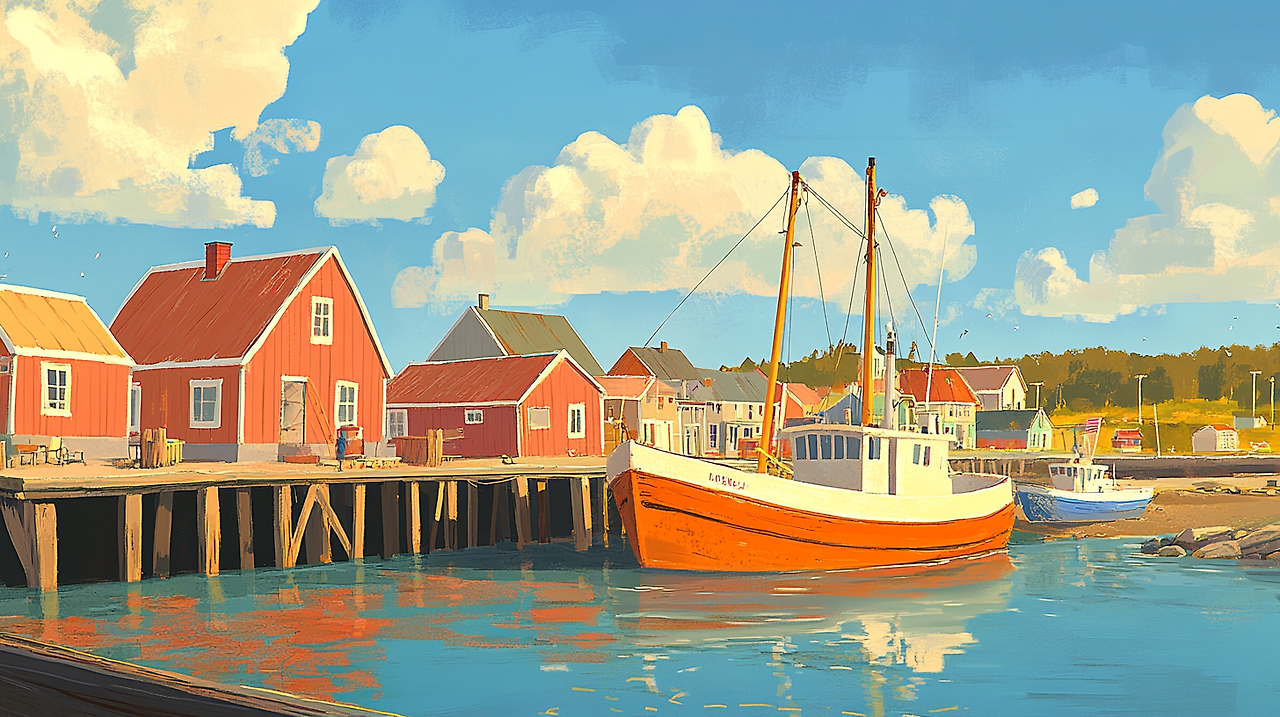 A whimsical old harbor in a vintage cartoon style.png