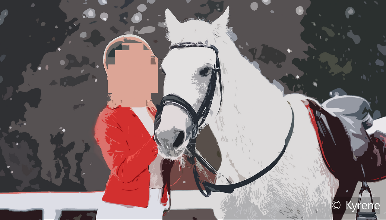 Firefly make photos a white woman greard with red jacket, white pants, black helmet and soothing a w-cp-Cutout.png