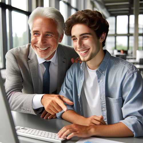 회사에서 나와 잘맞는 상급자와 일하는 사진.png