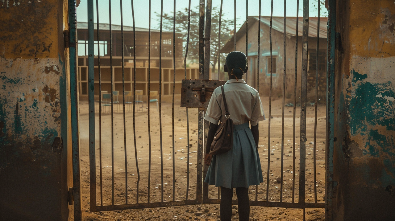 A_full-body_shot_of_a_15_to_18-year-old_African_girl_학교를 바라보는 소녀.png