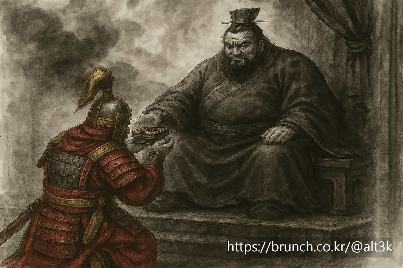 만약, 손견이 연합군을 배신해 옥새를 동탁에게 바쳤다면.png