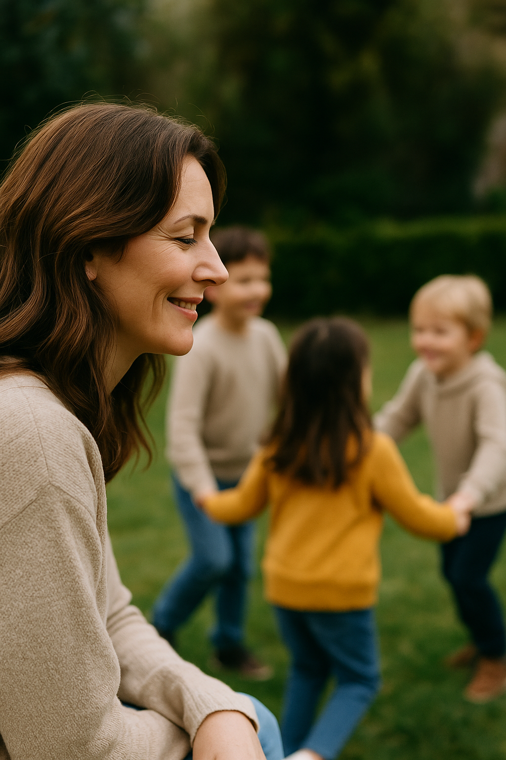 아이들과 함께 미소 짓는 여성.png