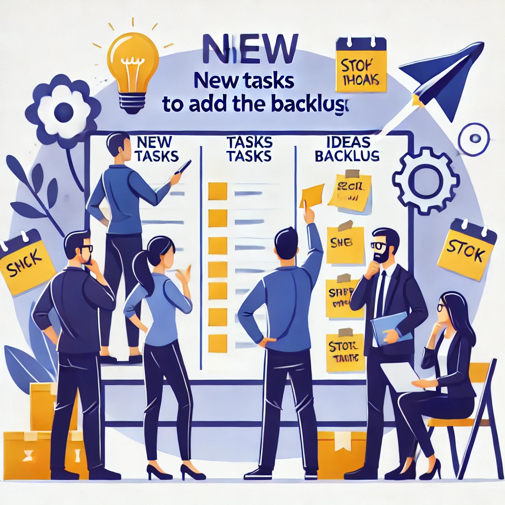 DALL·E 2024-11-03 11.07.37 - A Scrum team discussing and exploring new tasks and ideas to add to the backlog, symbolizing the proactive and self-directed nature of the team. The t.png