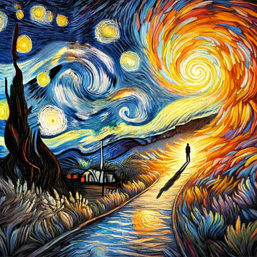 DALL·E 2024-12-16 13.00.55 - A symbolic image representing self-reflection and the journey from past to present, inspired by Vincent van Gogh's style. The scene features a pat.png