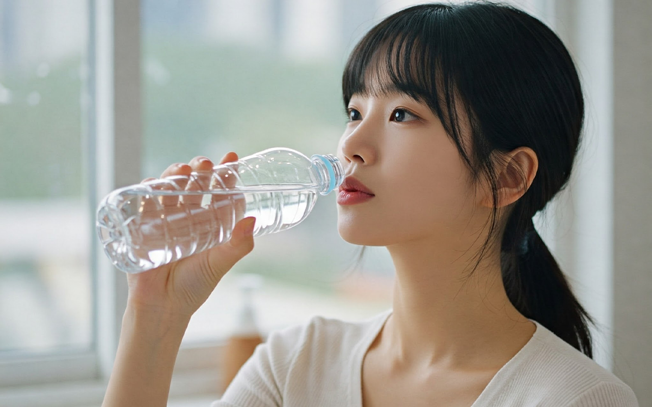 패트병에 물 마시는 여자.png