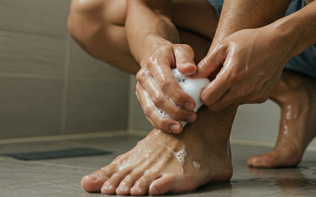 발 비누로 씻기.png