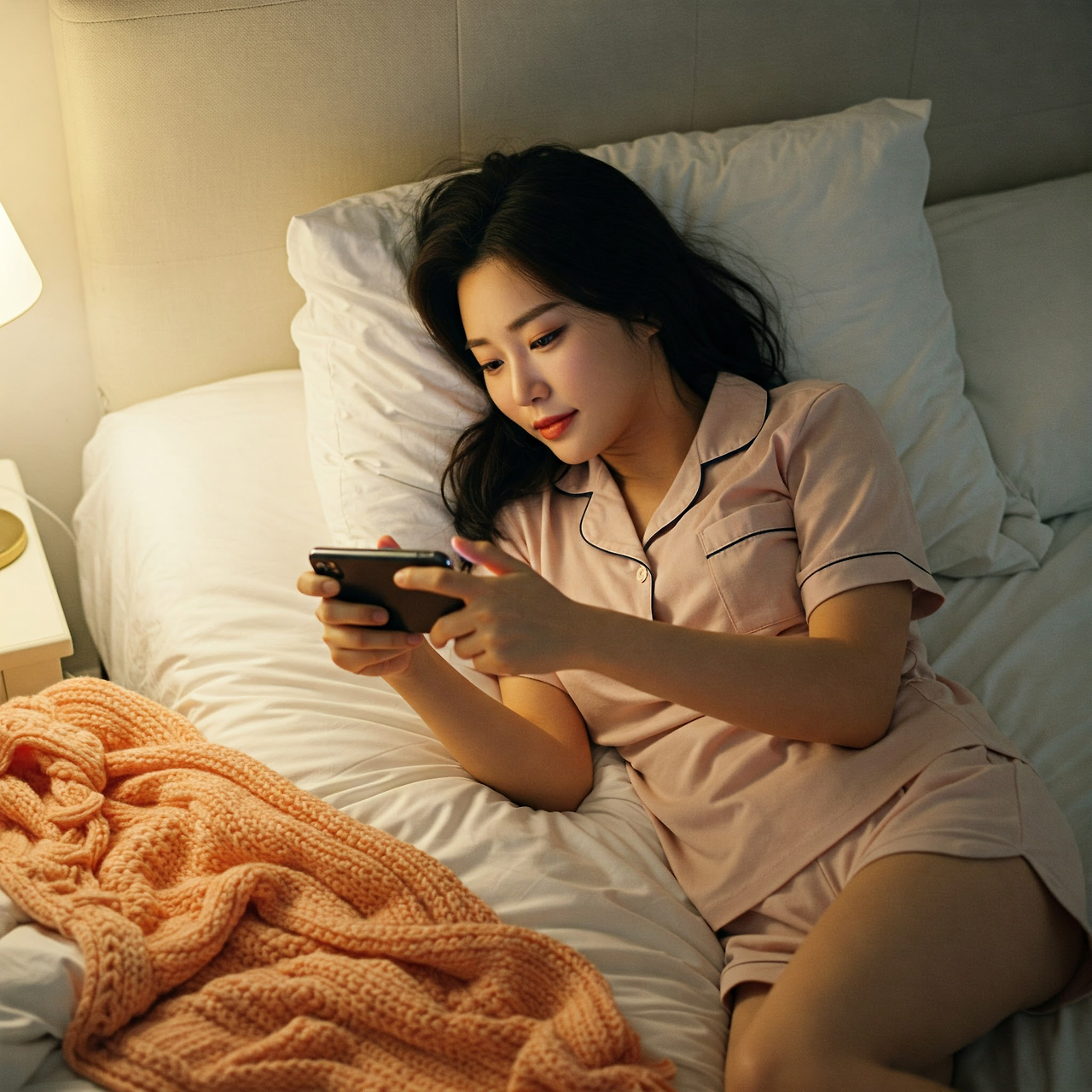 자다 핸드폰 여자.png