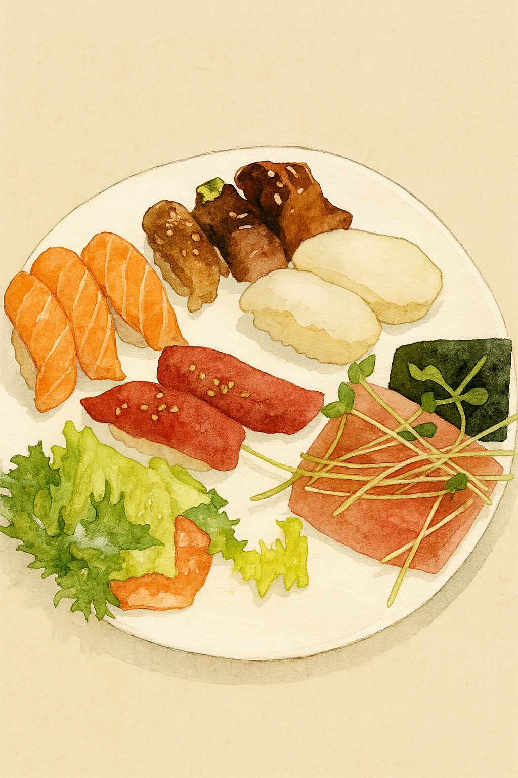 수채화로 그린 스시 세트.png