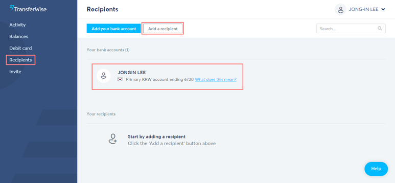 5 트랜스퍼와이즈 수신자등록.png