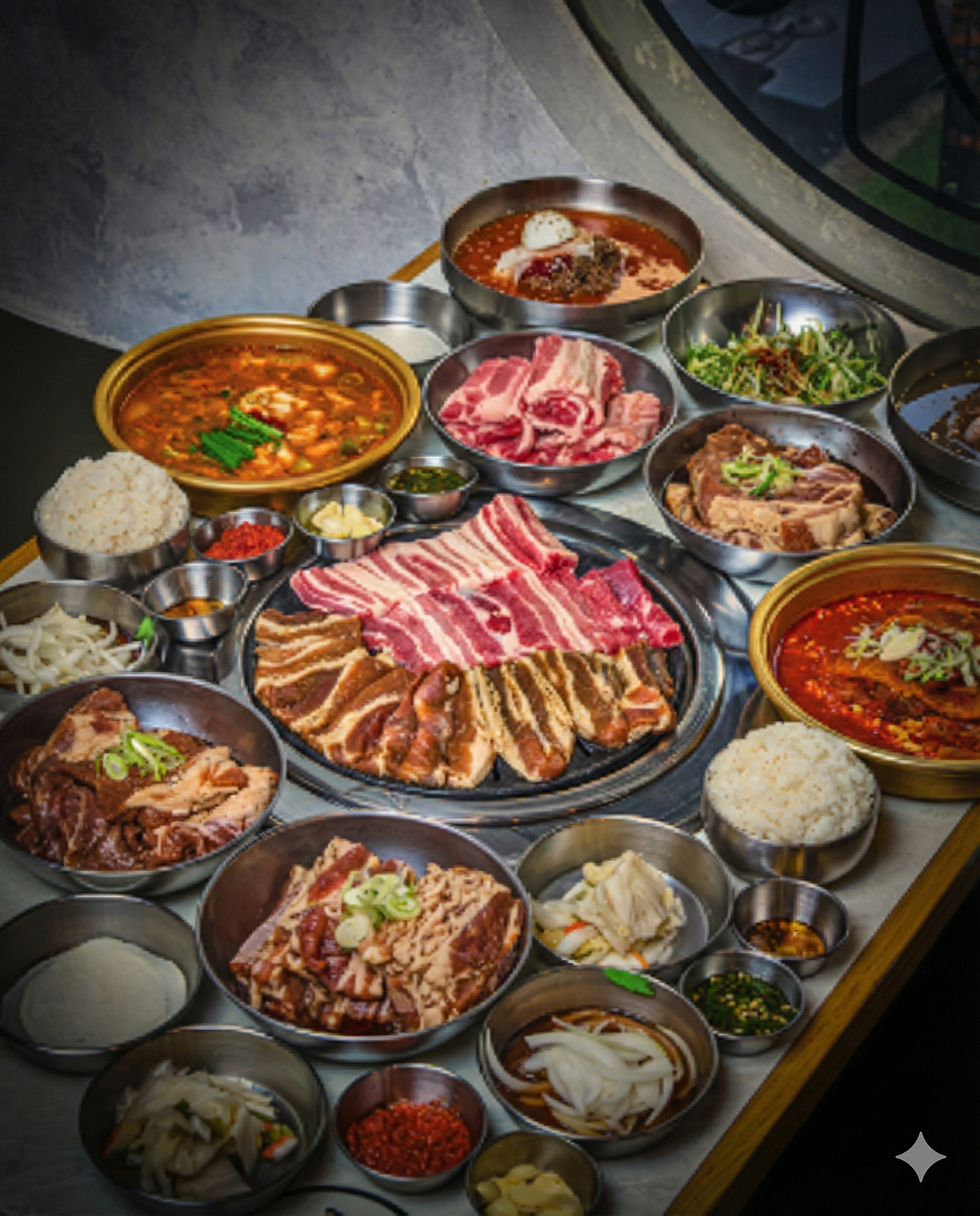 백양숯불갈비 창업 한상 차림 사진.png