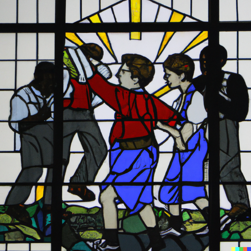 DALL·E 2023-02-27 21.57.06 - A stained glass depicting school violence.png