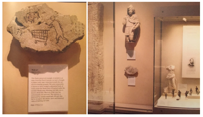 6. 가짜 고대유물을 박물관 벽에 붙이고 있는 뱅크시.png