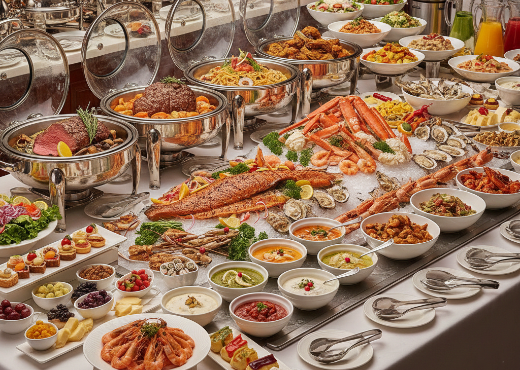 화려하게 차려진 호텔식 뷔페 이미지.png