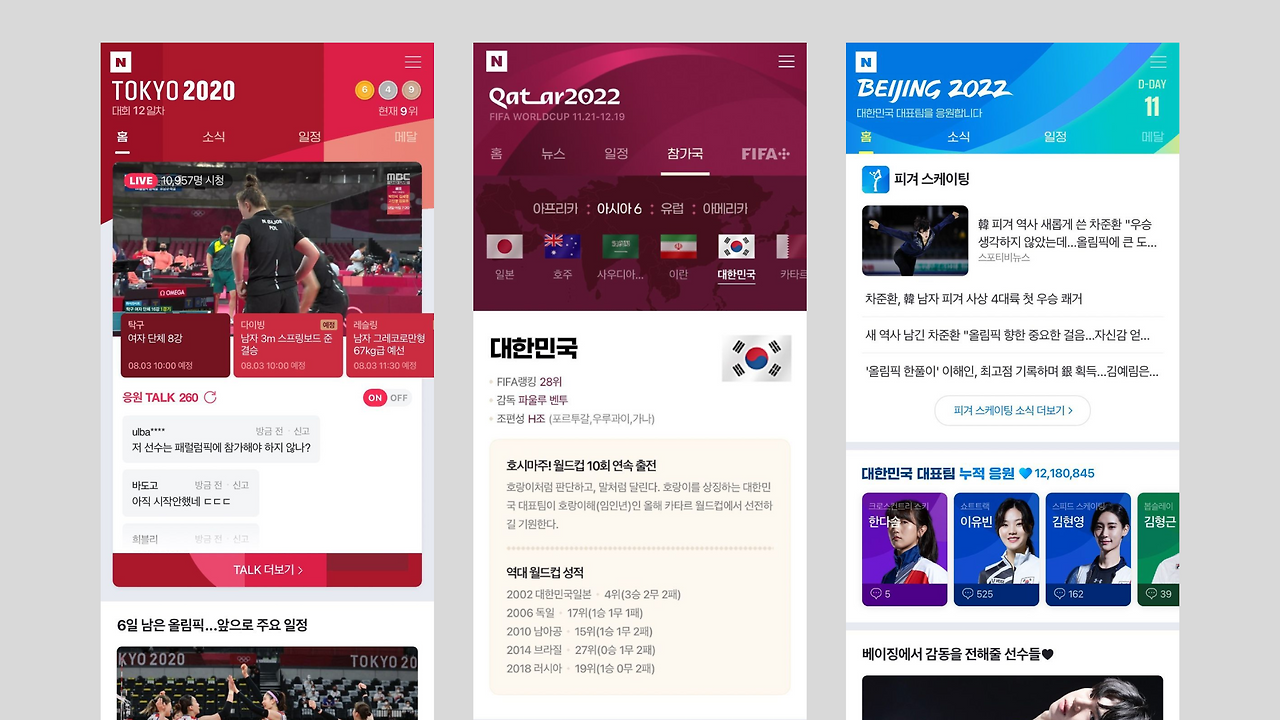 2020년대 이후로는 디자인이 많이 심플해졌다 (도쿄 올림픽, 카타르 월드컵, 베이징 동계올림픽)