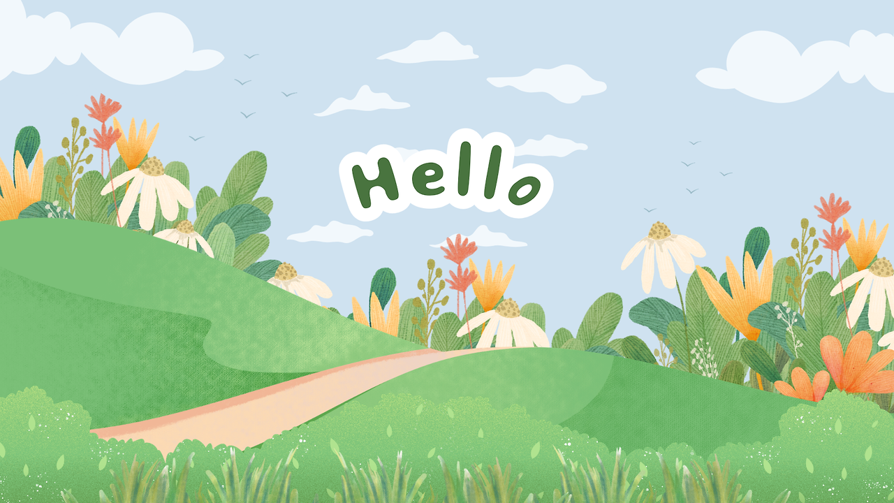 Blue Green Illustrative Nature Desktop Wallpaper.png