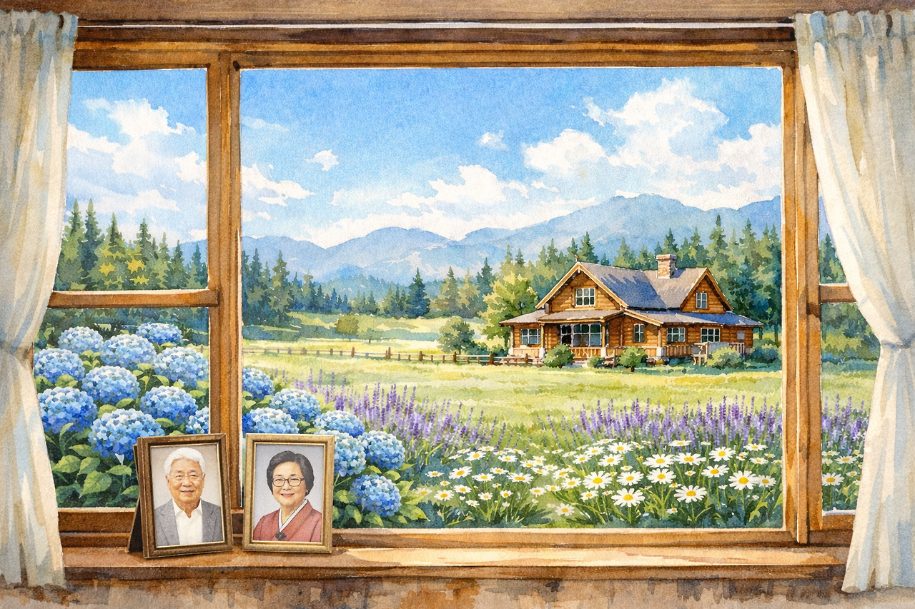 캐나다 전원풍경과 창틀에 사진.png