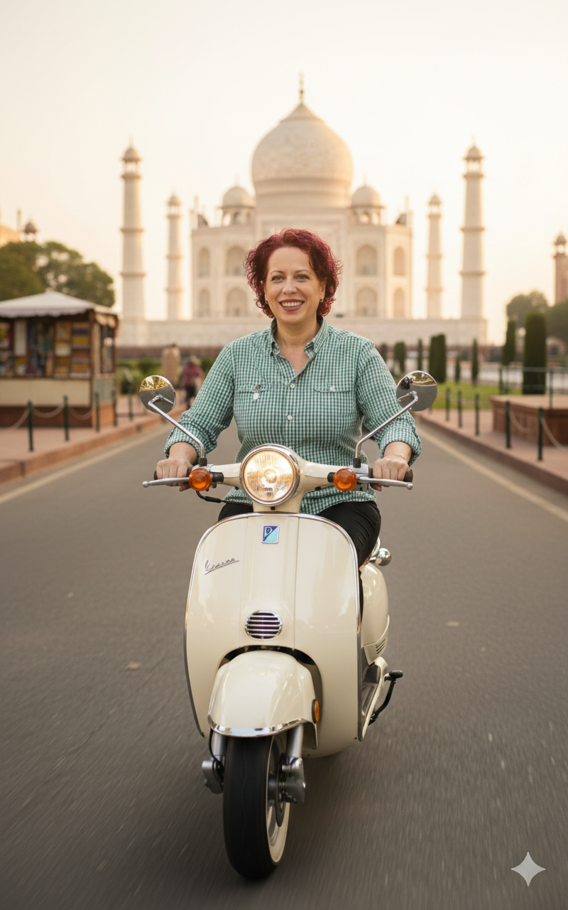 Scooter in front of the Taj Mahal.png