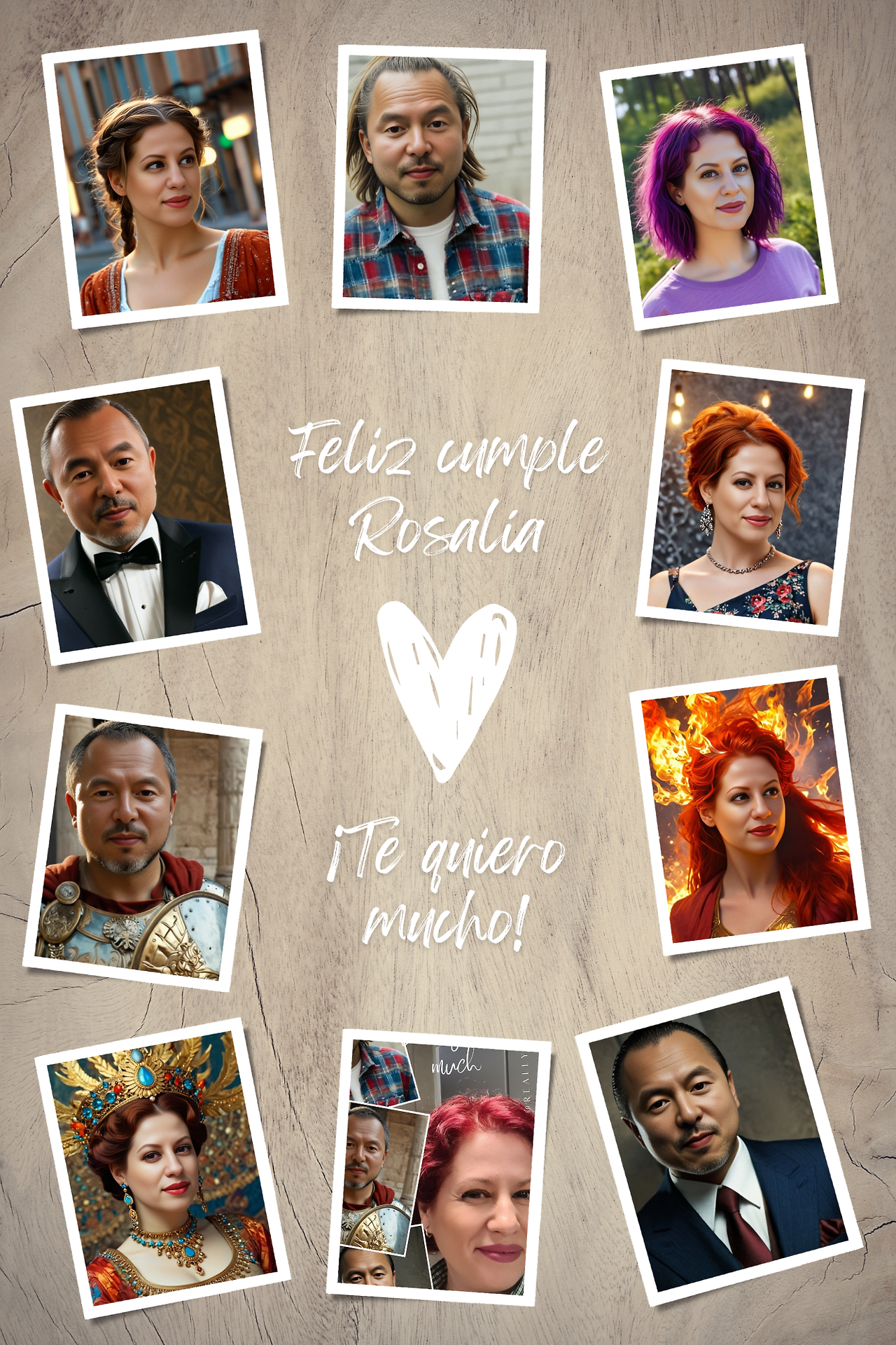 Collage De Fotos Vertical Felicitación De Cumpleaños Con Fotos Clásico Emotivo Blanco y Marrón.png