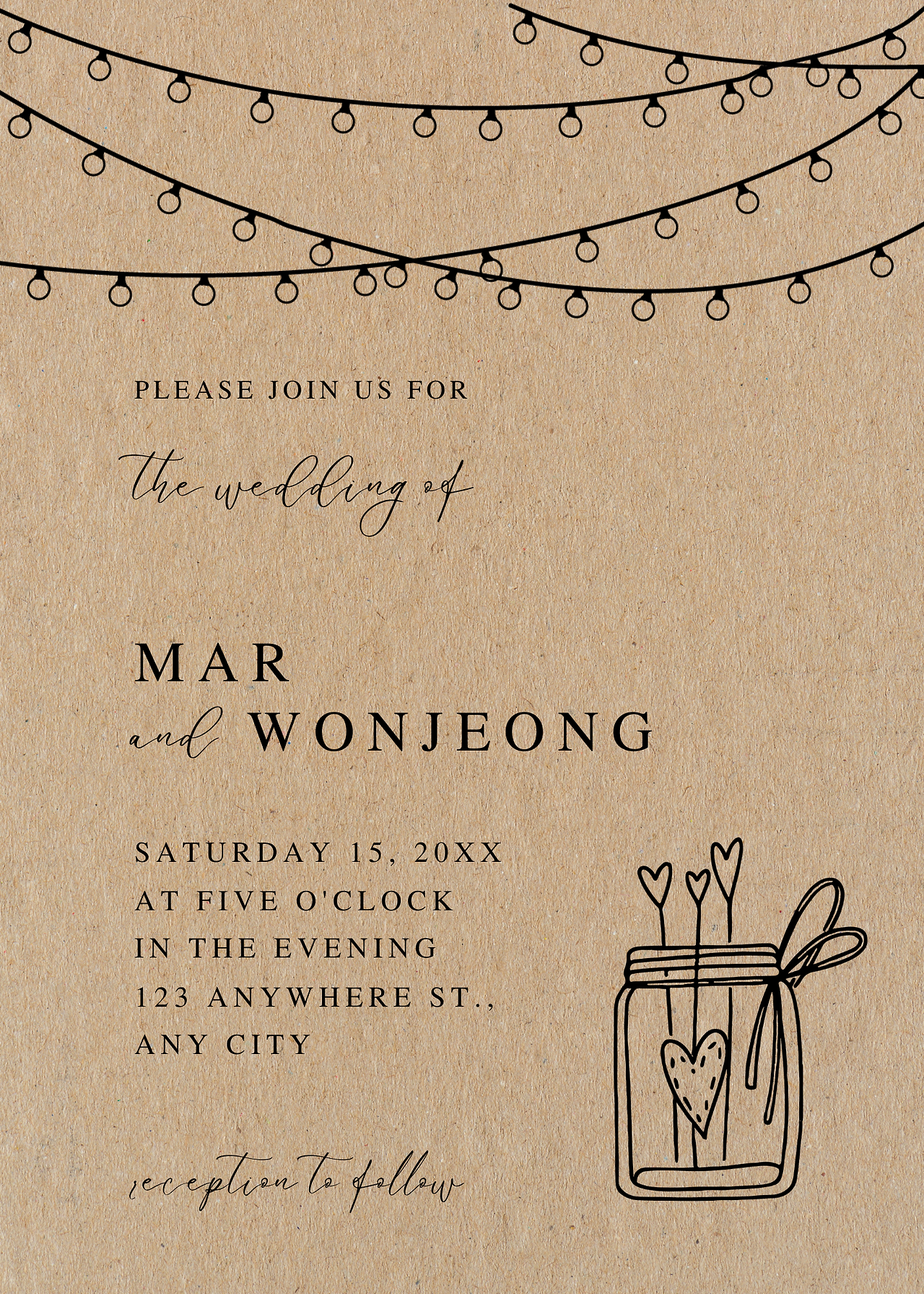Vintage minimalist garland classic brown save the date wedding invitation card.png