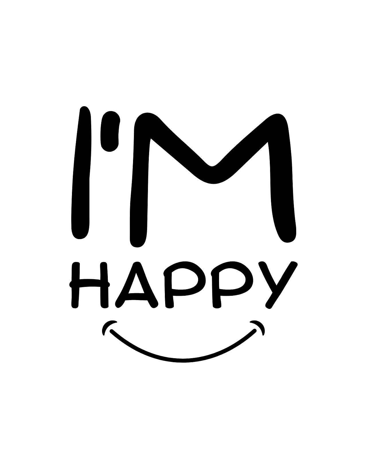 White and Black I'm Happy T Shirt.png