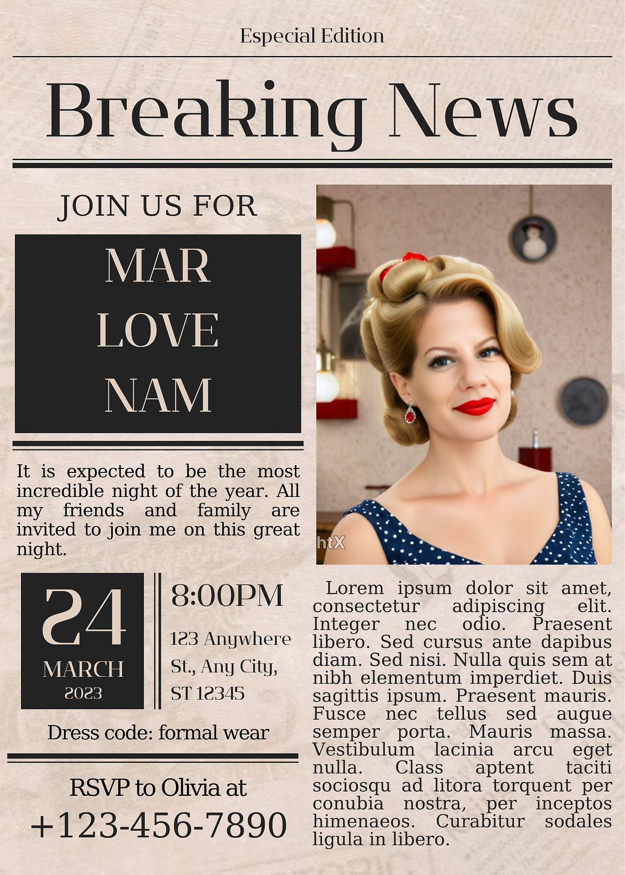 Black Vintage Breaking News Birthday Invitation.png