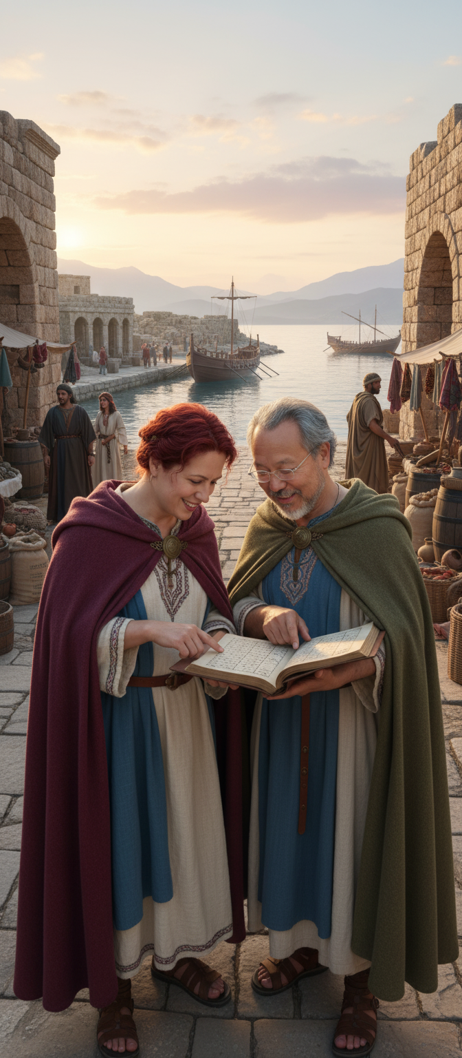 Ancient Merchants Reading Ledger.png