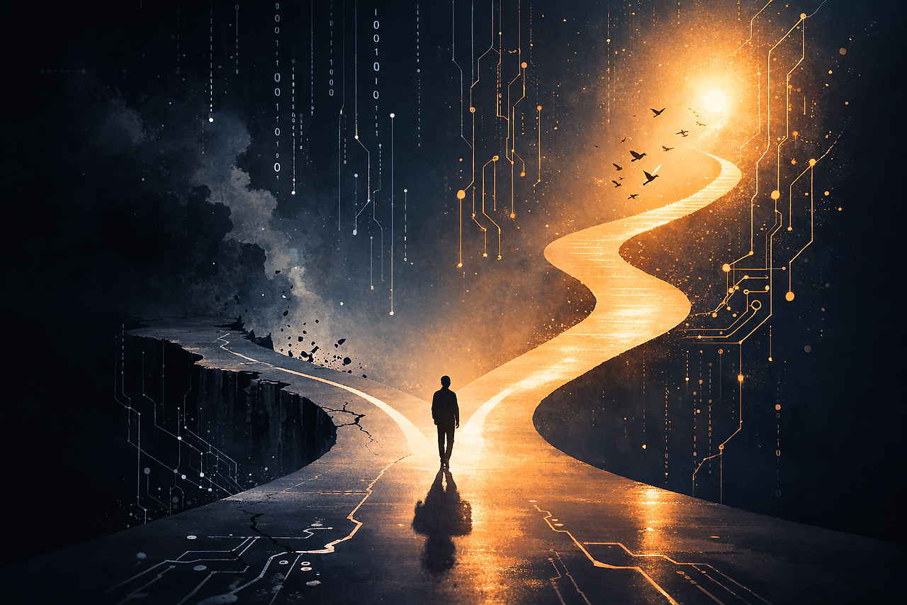 자유글쓰기 2026-0309 클로드가 보는 미래 시나리오 02 본문 질문을 던지는 순간.png