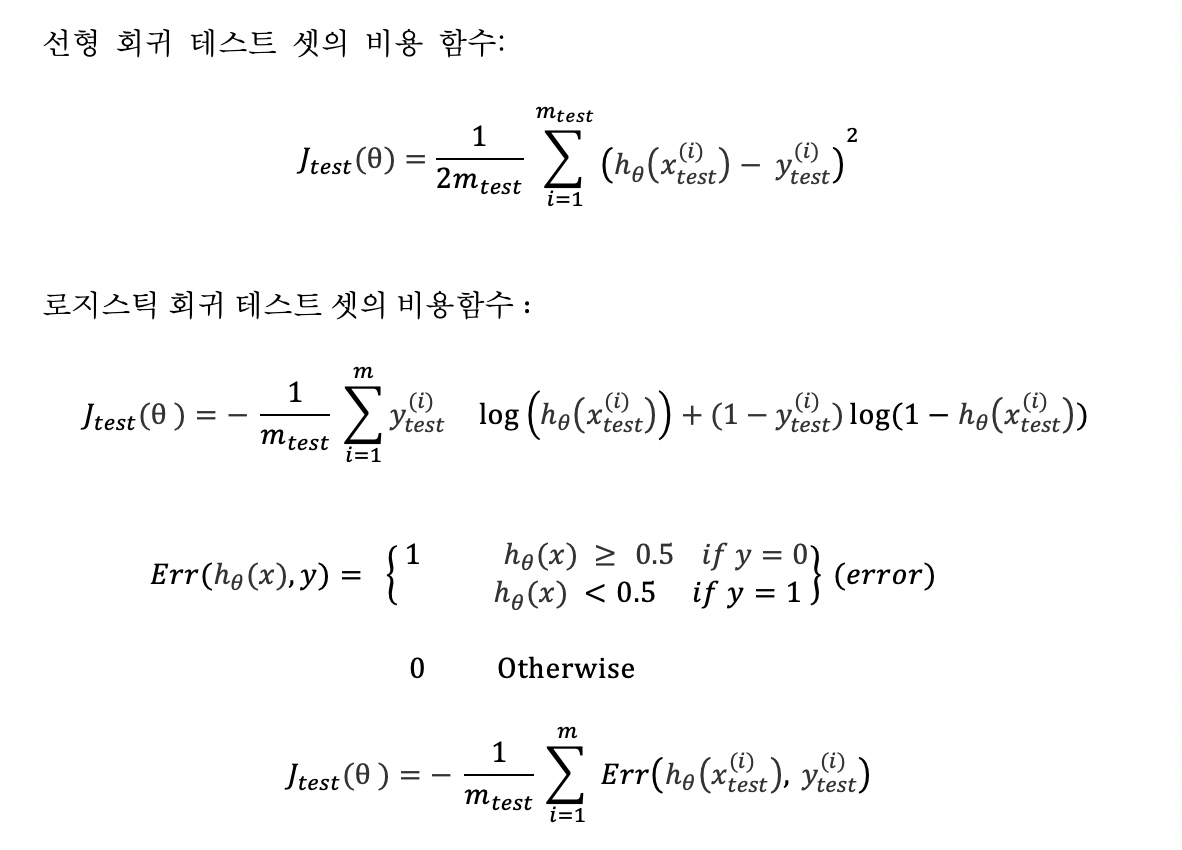 앤드류 응의 머신러닝(10-2): 가설 평가하기