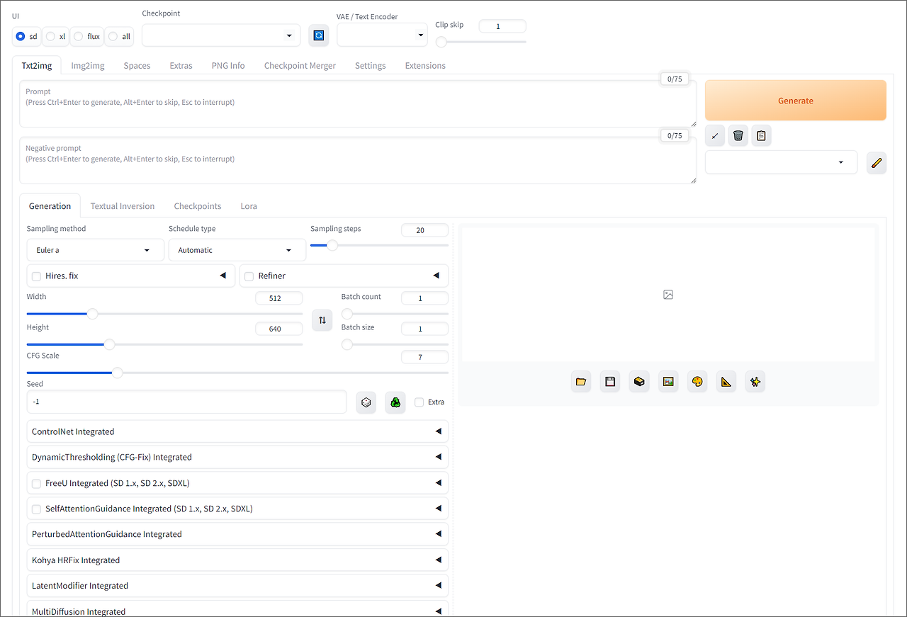 Automatic 1111보다 Forge UI