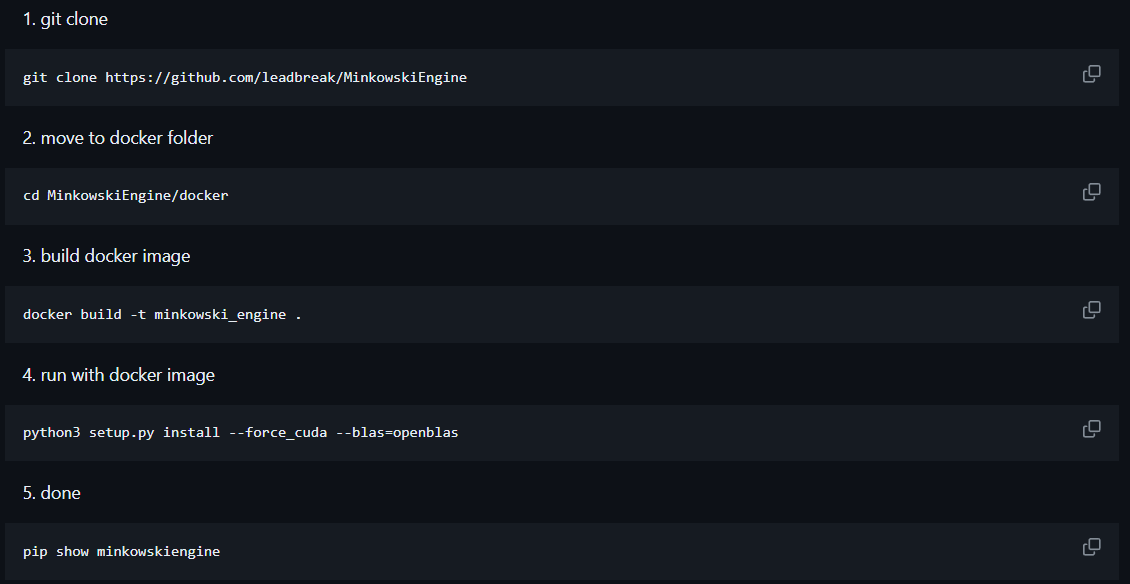 Install MinkowskiEngine