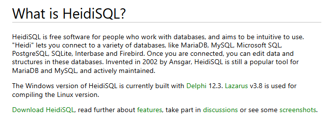 HeidiSQL 하이디SQL 다운로드 무료설치