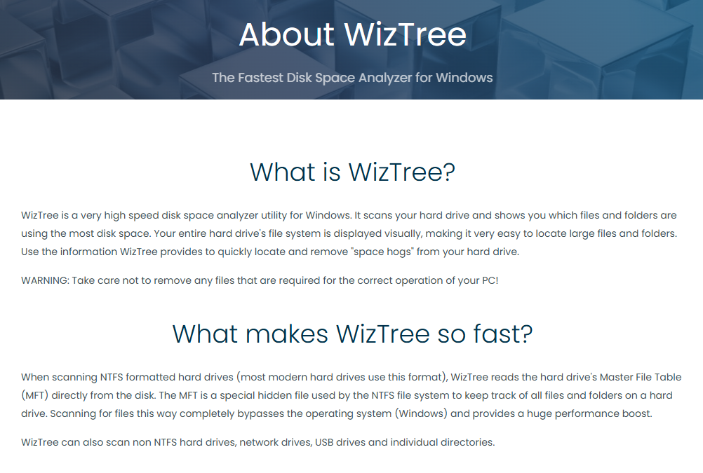 WizTree 다운로드, 하드디스크 공간 정리 프로그램