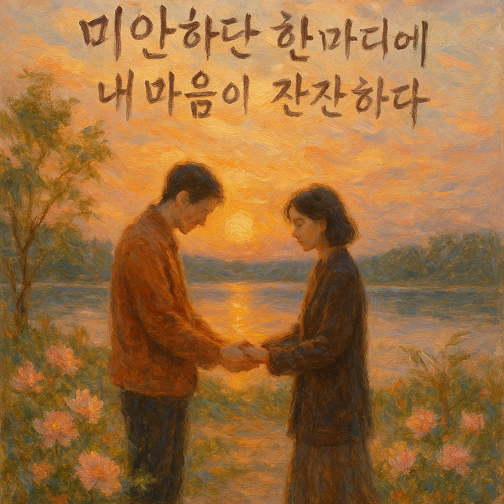 An oil painting-style artwork inspired by a Korean poem about reconciliation and forgiveness. The sc.jpeg