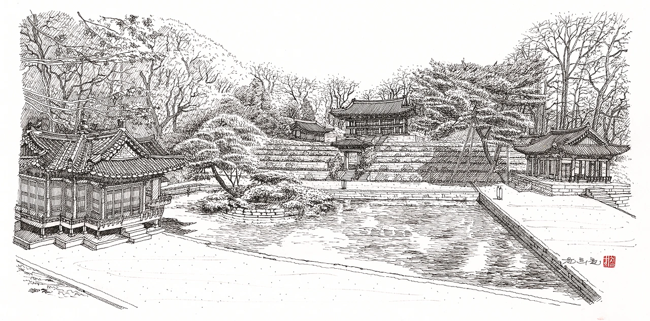 7-1.창덕궁 부용지 흑백.PNG